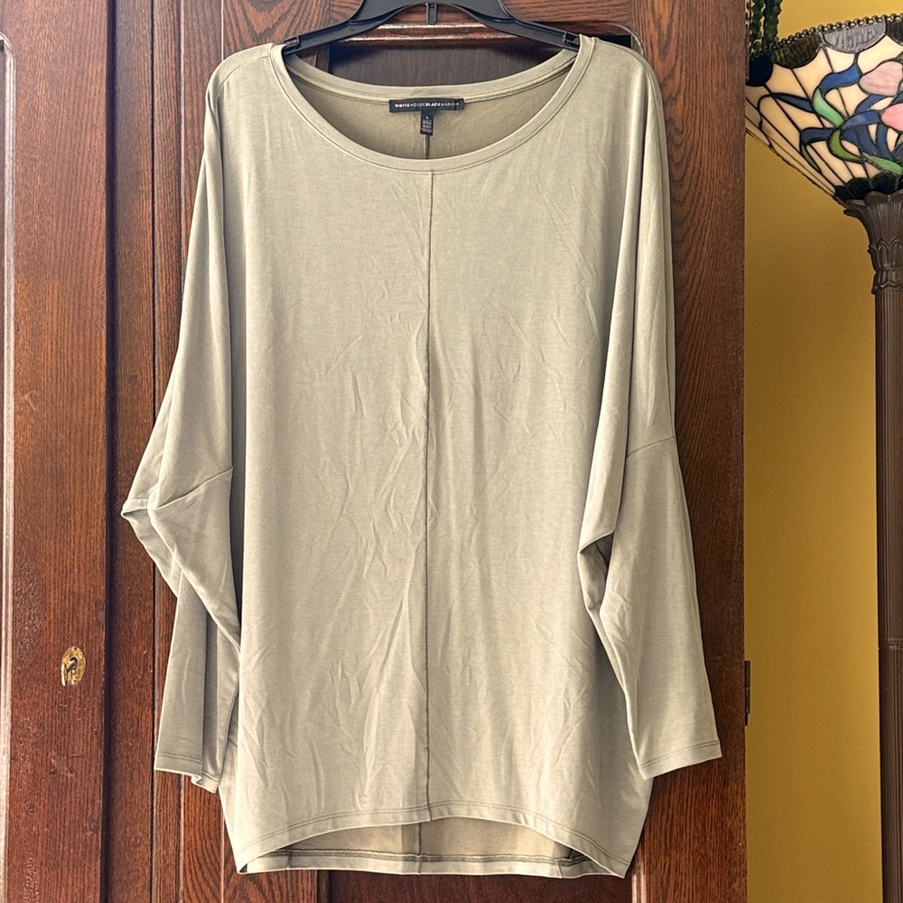 White House Black Market Long Dolman Sleeve Tunic Top Muted Olive